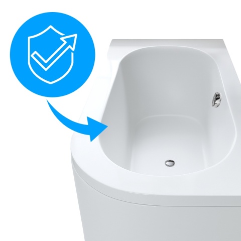 WANNA PRZYŚCIENNA Z OBUDOWĄ EBI LEWA BIAŁA PRZELEW CHROM 170x75 CM