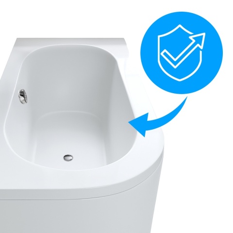 WANNA PRZYŚCIENNA Z OBUDOWĄ EBI PRAWA BIAŁA PRZELEW CHROM 150x75 CM