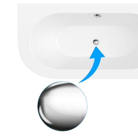 WANNA PRZYŚCIENNA Z OBUDOWĄ EBI PRAWA BIAŁA PRZELEW CHROM 150x75 CM