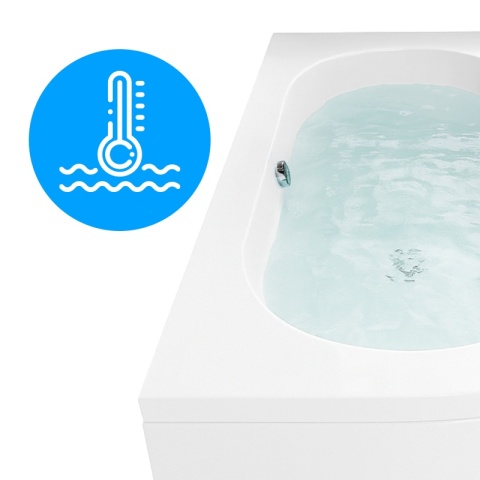 WANNA PRZYŚCIENNA Z OBUDOWĄ EBI PRAWA BIAŁA PRZELEW CHROM 160x75 CM