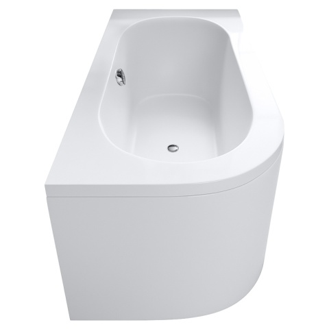 WANNA PRZYŚCIENNA Z OBUDOWĄ PRAWA 170X75CM AKRYLOWA BIAŁA PRZELEW CHROM EBI