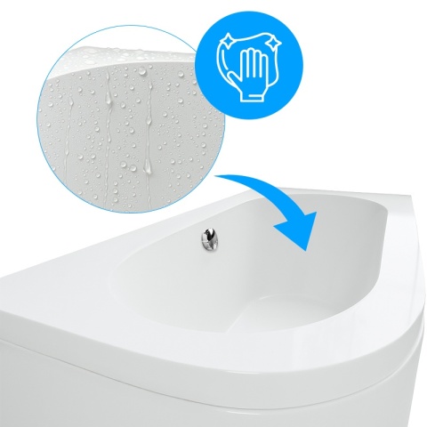 WANNA PRZYŚCIENNA Z OBUDOWĄ PRAWA 170X75CM AKRYLOWA BIAŁA PRZELEW CHROM EBI