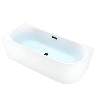 WANNA WOLNOSTOJĄCA PRZYŚCIENNA MERA2-509C2-L-P-BL LEWA BIAŁA PRZELEW CZARNY 160x75 CM