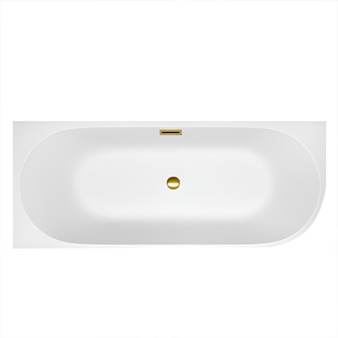 WANNA WOLNOSTOJĄCA PRZYŚCIENNA MERA2-509C2-L-P-GL LEWA BIAŁA PRZELEW ZŁOTY 160x75 CM