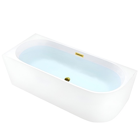 WANNA WOLNOSTOJĄCA PRZYŚCIENNA MERA2-509C2-L-P-GL LEWA BIAŁA PRZELEW ZŁOTY 160x75 CM