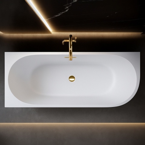 WANNA WOLNOSTOJĄCA PRZYŚCIENNA MERA2-509C2-L-P-GL LEWA BIAŁA PRZELEW ZŁOTY 160x75 CM