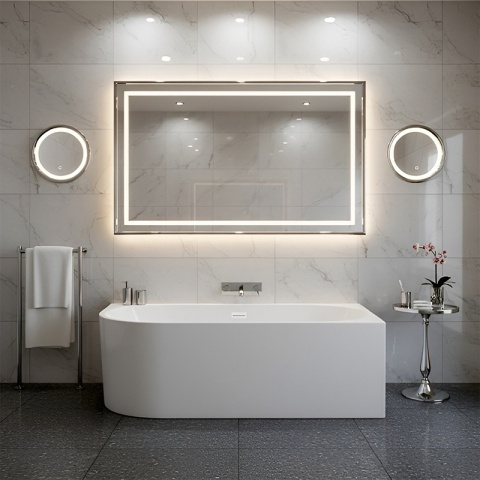 WANNA WOLNOSTOJĄCA PRZYŚCIENNA MERA2-509C2-R-P-WH PRAWA BIAŁA PRZELEW BIAŁY 160x75 CM