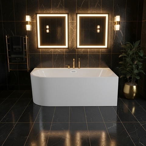 WANNA WOLNOSTOJĄCA PRZYŚCIENNA MERA2-509C2-R-P-WH PRAWA BIAŁA PRZELEW BIAŁY 160x75 CM