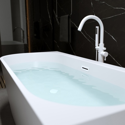 WANNA WOLNOSTOJĄCA PRZYŚCIENNA MERA2-509C2-R-P-WHMT PRAWA BIAŁA PRZELEW BIAŁY MAT 160x75CM