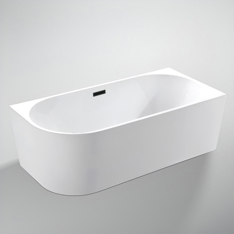 WANNA WOLNOSTOJĄCA PRZYŚCIENNA MERA2-509C2-R-P-BL PRAWA BIAŁA PRZELEW CZARNY 160x75 CM