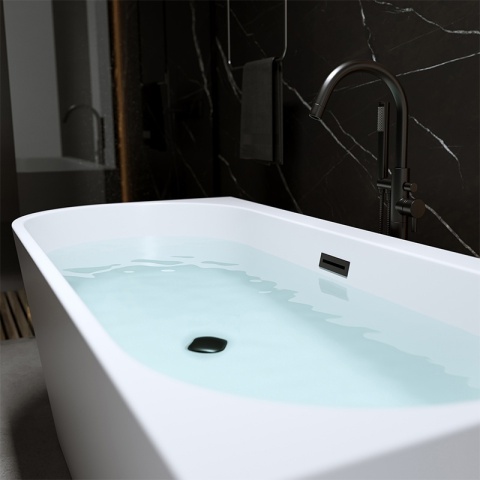 WANNA WOLNOSTOJĄCA PRZYŚCIENNA MERA2-509C2-R-P-BL PRAWA BIAŁA PRZELEW CZARNY 160x75 CM