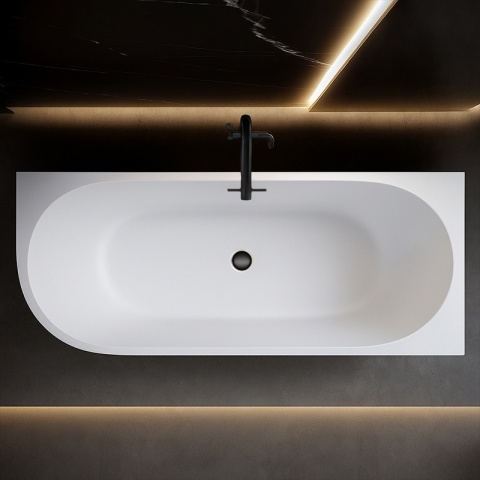 WANNA WOLNOSTOJĄCA PRZYŚCIENNA MERA2-509C2-R-P-BL PRAWA BIAŁA PRZELEW CZARNY 160x75 CM