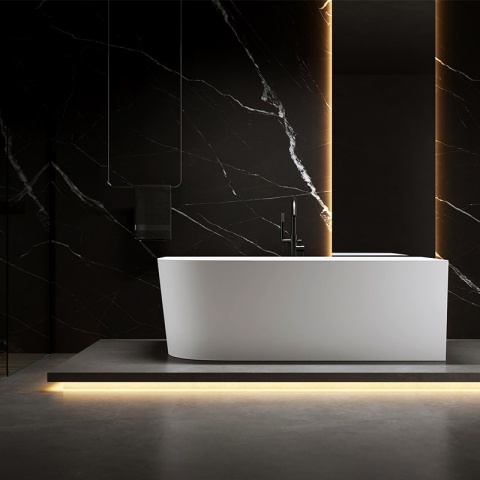 WANNA WOLNOSTOJĄCA PRZYŚCIENNA MERA2-509C2-R-P-BL PRAWA BIAŁA PRZELEW CZARNY 160x75 CM