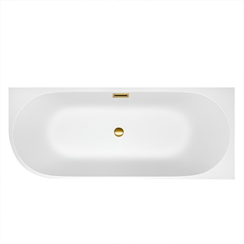 WANNA WOLNOSTOJĄCA PRZYŚCIENNA MERA2-509C2-R-P-GL PRAWA BIAŁA PRZELEW ZŁOTY 160x75 CM