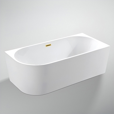 WANNA WOLNOSTOJĄCA PRZYŚCIENNA MERA2-509C2-R-P-GL PRAWA BIAŁA PRZELEW ZŁOTY 160x75 CM