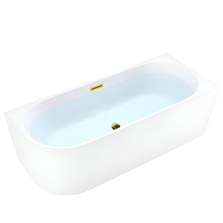 WANNA WOLNOSTOJĄCA PRZYŚCIENNA MERA2-509C2-R-P-GL PRAWA BIAŁA PRZELEW ZŁOTY 160x75 CM