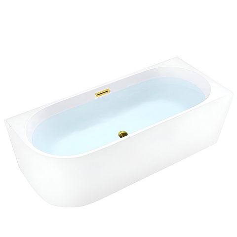 WANNA WOLNOSTOJĄCA PRZYŚCIENNA MERA2-509C2-R-P-GL PRAWA BIAŁA PRZELEW ZŁOTY 160x75 CM