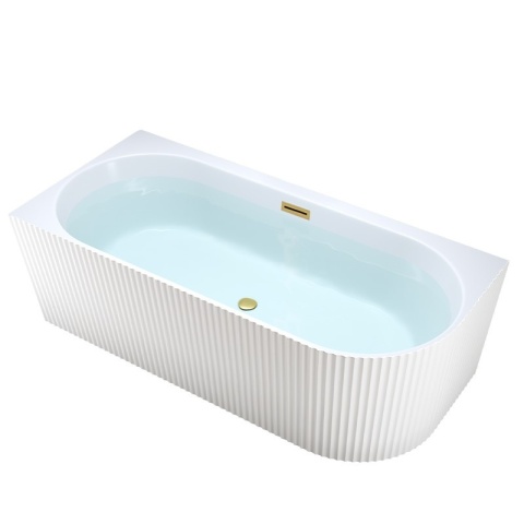 WANNA WOLNOSTOJĄCA PRZYŚCIENNA RYFLOWANA RIO 504D LEWA BIAŁA PRZELEW SZCZOTKOWANA STAL 170x75 CM