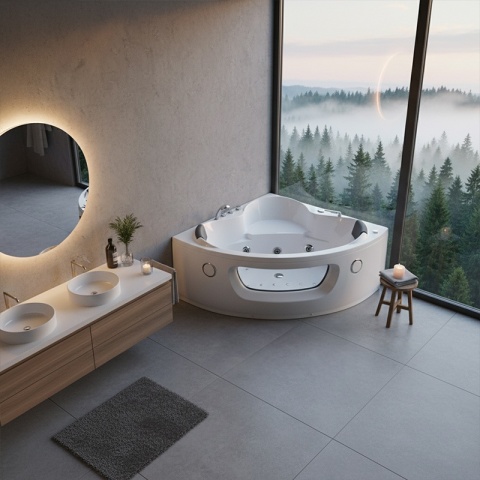 WANNA Z HYDROMASAŻEM FLORES 601 BIAŁA 140x140 CM