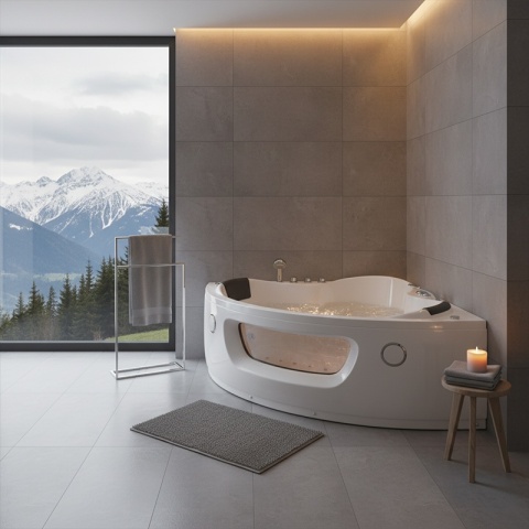 WANNA Z HYDROMASAŻEM FLORES 601 BIAŁA 140x140 CM