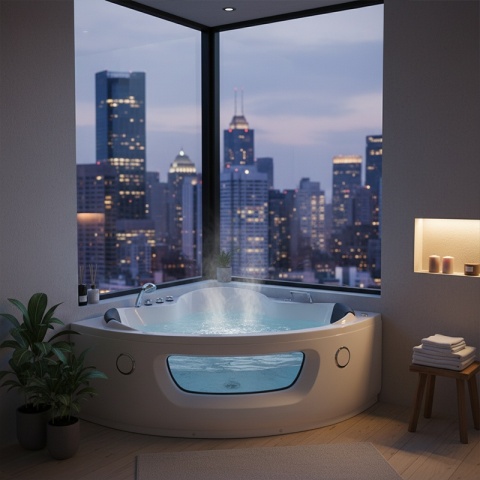 WANNA Z HYDROMASAŻEM FLORES 601 BIAŁA 140x140 CM