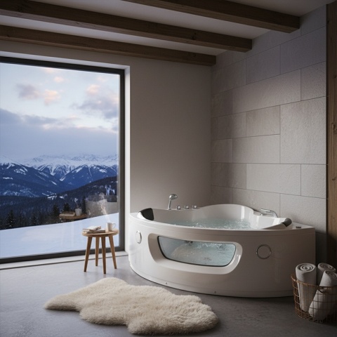 WANNA Z HYDROMASAŻEM FLORES 601 BIAŁA 140x140 CM