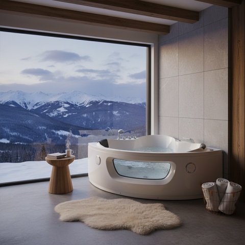 WANNA Z HYDROMASAŻEM FLORES 601 BIAŁA 140x140 CM