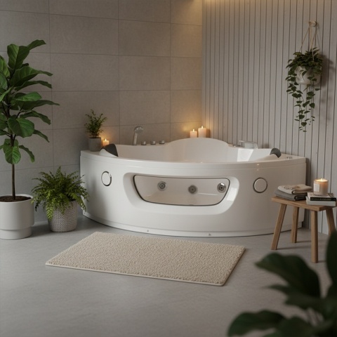 WANNA Z HYDROMASAŻEM Z PODGRZEWACZEM FLORES 601H BIAŁA 140x140 CM