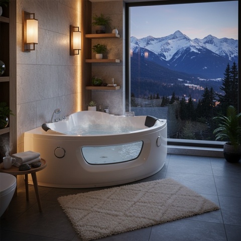 WANNA Z HYDROMASAŻEM Z PODGRZEWACZEM FLORES 601H BIAŁA 140x140 CM