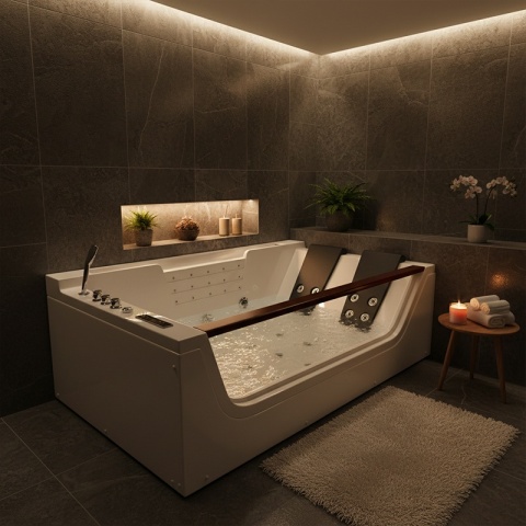 WANNA Z HYDROMASAŻEM Z PODGRZEWACZEM IMPERIA 610H BIAŁA 180x120 CM