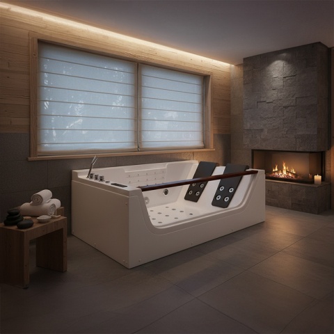 WANNA Z HYDROMASAŻEM Z PODGRZEWACZEM IMPERIA 610H BIAŁA 180x120 CM