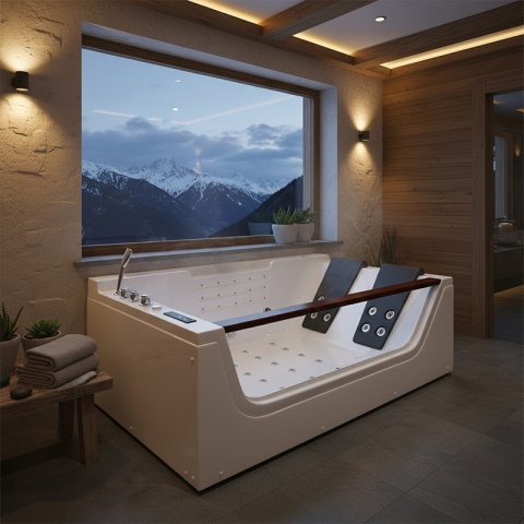 WANNA Z HYDROMASAŻEM Z PODGRZEWACZEM IMPERIA 610H BIAŁA 180x120 CM