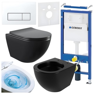 ZESTAW PODTYNKOWY WC STELAŻ GEBERIT DUOFIX MISKA NERO-MTB-03 PRZYCISK DELTA 50 BIAŁY