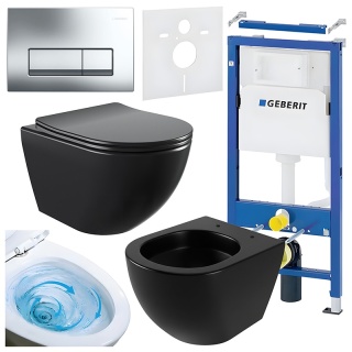 ZESTAW PODTYNKOWY WC STELAŻ GEBERIT DUOFIX MISKA NERO-MTB-03 PRZYCISK DELTA 50 CHROM