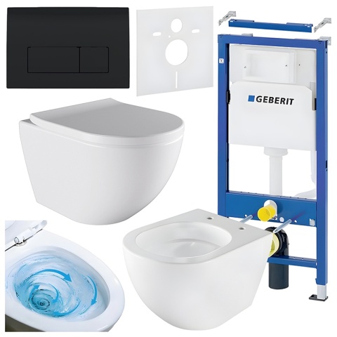 ZESTAW PODTYNKOWY WC STELAŻ GEBERIT DUOFIX MISKA NERO-WH-02 PRZYCISK DELTA 50 CZARNY POŁYSK