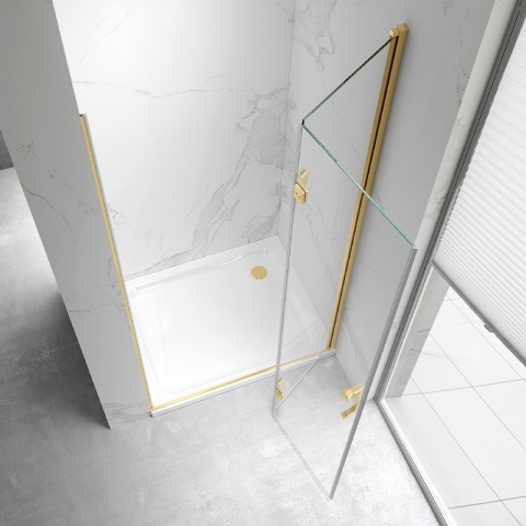 DRZWI PRYSZNICOWE UCHYLNE DO WNĘKI ZES-KZ21B-GL-80 ZŁOTE 80 CM 6 MM