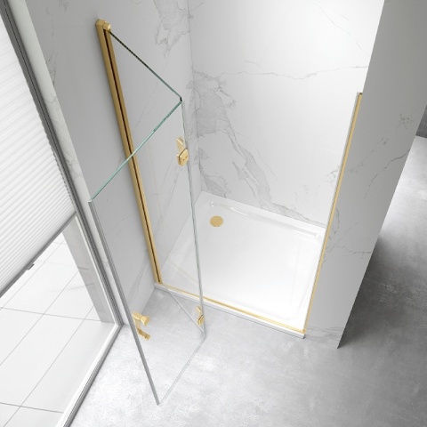 DRZWI PRYSZNICOWE UCHYLNE DO WNĘKI ZES-KZ21B-GL-80 ZŁOTE 80 CM 6 MM