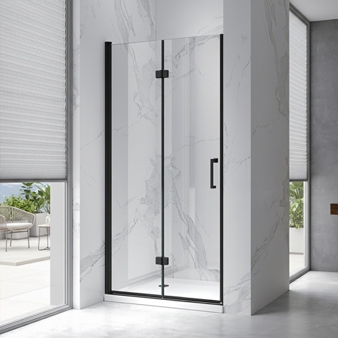 DRZWI PRYSZNICOWE UCHYLNE DO WNĘKI ZES-KZ21C-BL-90 CZARNY 90 CM 6 MM