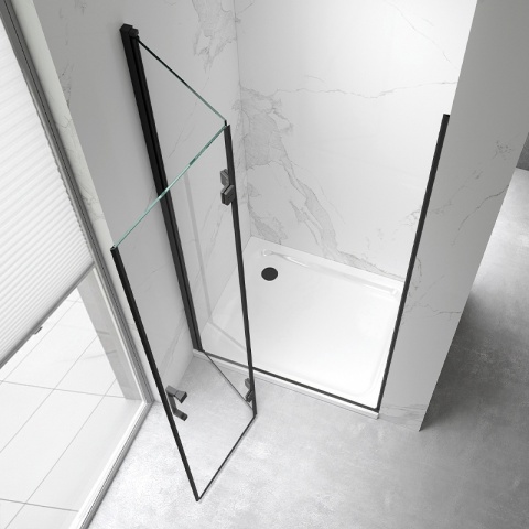 DRZWI PRYSZNICOWE UCHYLNE DO WNĘKI ZES-KZ21C-BL-90 CZARNY 90 CM 6 MM