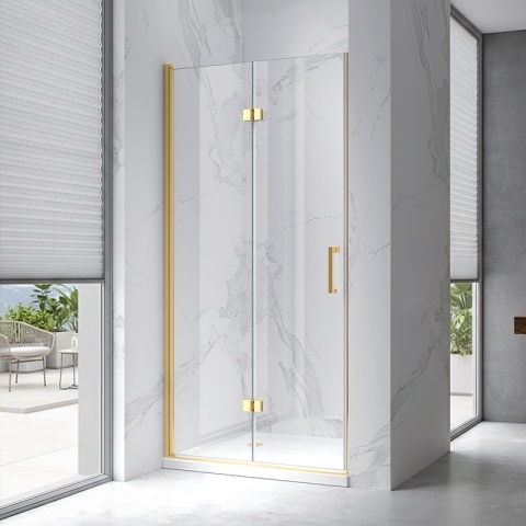 DRZWI PRYSZNICOWE UCHYLNE DO WNĘKI ZES-KZ21C-GL-90 ZŁOTE 90 CM 6 MM