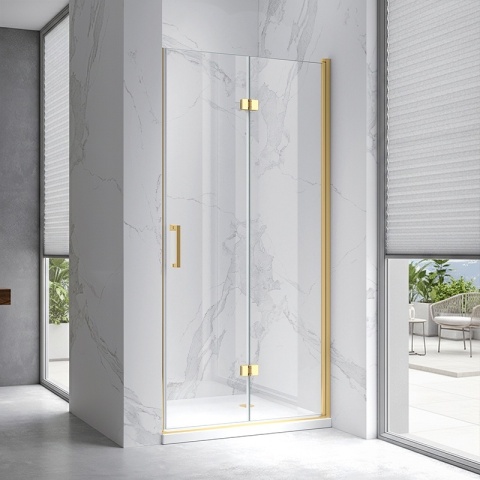 DRZWI PRYSZNICOWE UCHYLNE DO WNĘKI ZES-KZ21C-GL-90 ZŁOTE 90 CM 6 MM