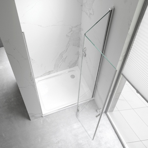 DRZWI PRYSZNICOWE UCHYLNE DO WNĘKI ZES-KZ21D-100 CHROM 100 CM 6 MM