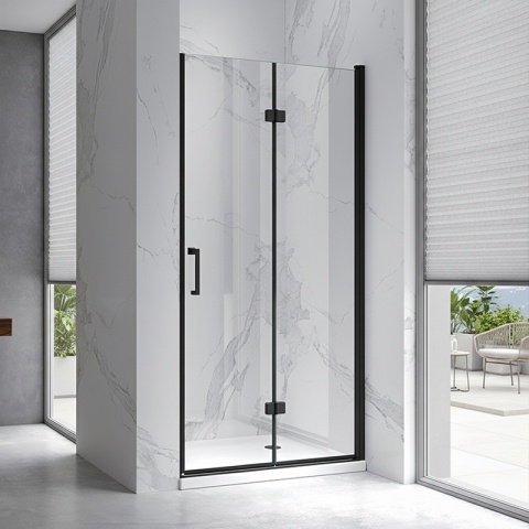 DRZWI PRYSZNICOWE UCHYLNE DO WNĘKI ZES-KZ21D-BL-100 CZARNE 100 CM 6 MM