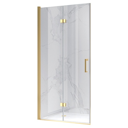 DRZWI PRYSZNICOWE UCHYLNE DO WNĘKI ZES-KZ21D-GL-100 ZŁOTE100 CM 6 MM