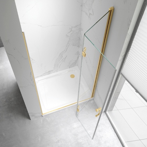 DRZWI PRYSZNICOWE UCHYLNE DO WNĘKI ZES-KZ21D-GL-100 ZŁOTE100 CM 6 MM