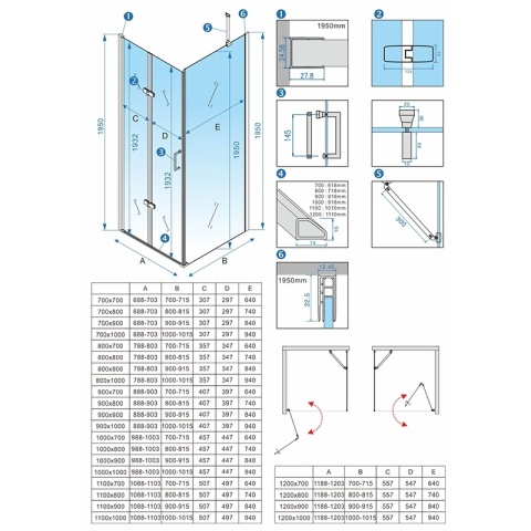 KABINA PRYSZNICOWA PROSTOKĄTNA ZES-KZ20E-110X80 CHROM 110x80 CM