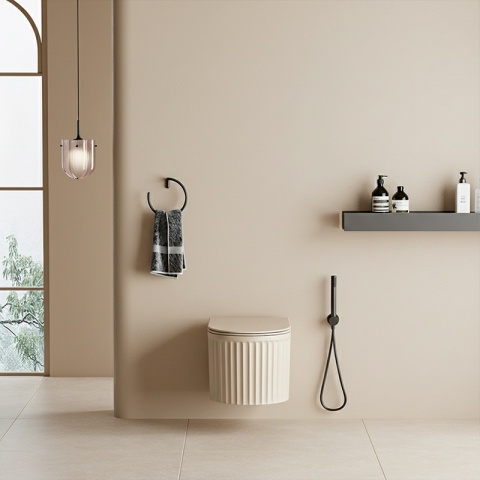 MISKA WC WISZĄCA RIMLESS LUMA-CAP-RIM-03 CAPPUCCINO RYFLOWANA DESKA WOLNOOPADAJĄCA DUROPLAST