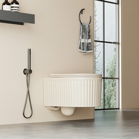 MISKA WC WISZĄCA RIMLESS LUMA-CAP-RIM-03 CAPPUCCINO RYFLOWANA DESKA WOLNOOPADAJĄCA DUROPLAST