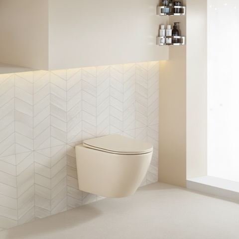 MISKA WC WISZĄCA RIMLESS MIZU-CAP-RIM-03 CAPPUCCINO DESKA WOLNOOPADAJĄCA DUROPLAST