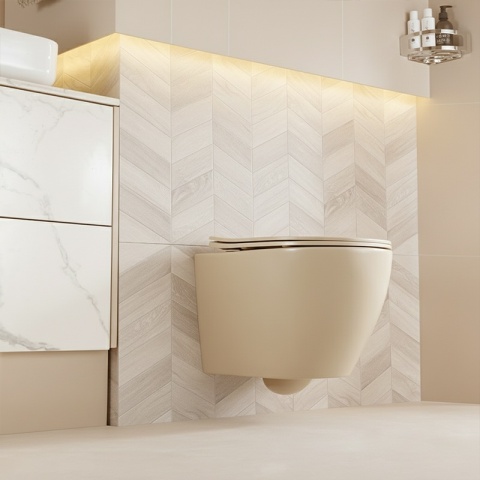 MISKA WC WISZĄCA RIMLESS MIZU-CAP-RIM-03 CAPPUCCINO DESKA WOLNOOPADAJĄCA DUROPLAST